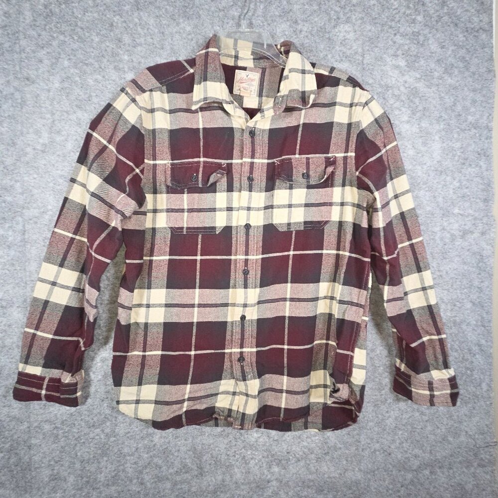 American Eagle Heritage Flannel Men's Button Up Shirt Plaid Size XL Red White